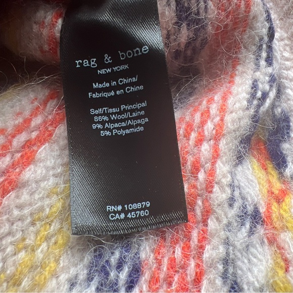 Rag & Bone Women’s  Distressed Hollis Fair-Isle High-Neck Wool BLD Sweater|Sz:S - Picture 12 of 16